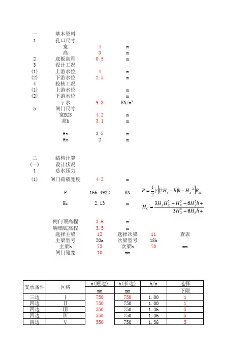 钢闸门计算