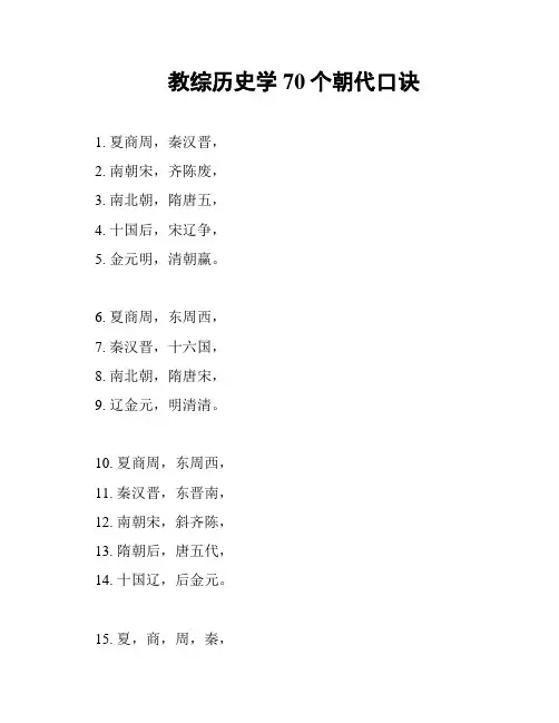 教综历史学70个朝代口诀