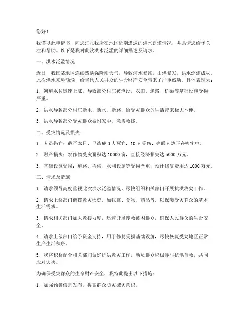 洪水泛滥申请书