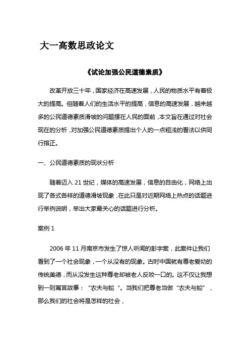 大一高数思政论文