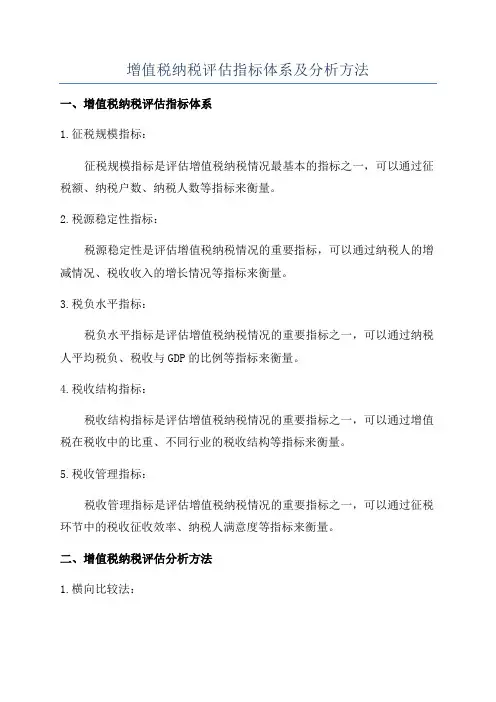 增值税纳税评估指标体系及分析方法