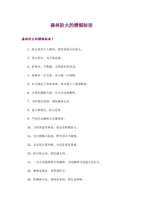 2024年森林防火的横幅标语