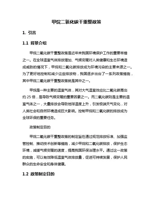 甲烷二氧化碳干重整政策