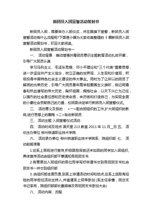 新团员入团宣誓活动策划书