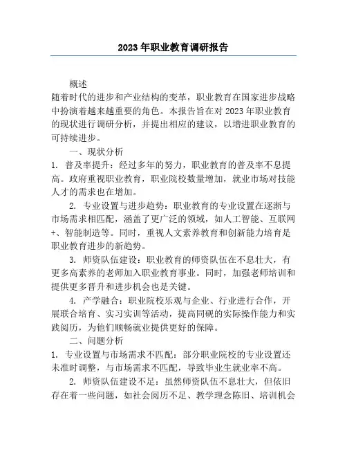 2023年职业教育调研报告
