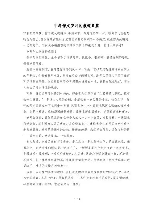 中考作文岁月的痕迹5篇