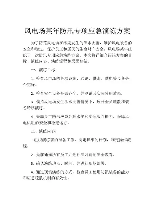 风电场某年防汛专项应急演练方案