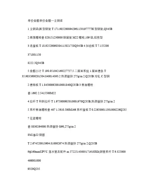 20933_钢结构投标报价单.