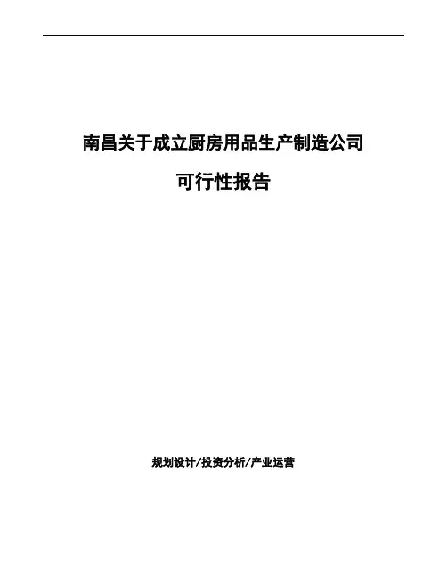 南昌关于成立厨房用品生产制造公司可行性报告