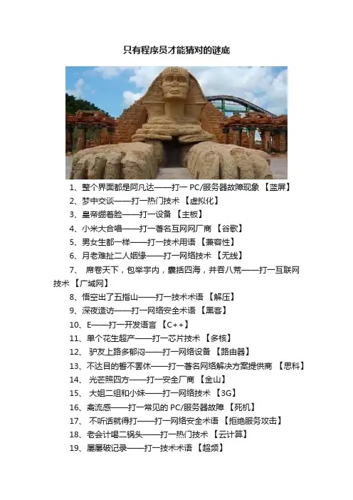 只有程序员才能猜对的谜底
