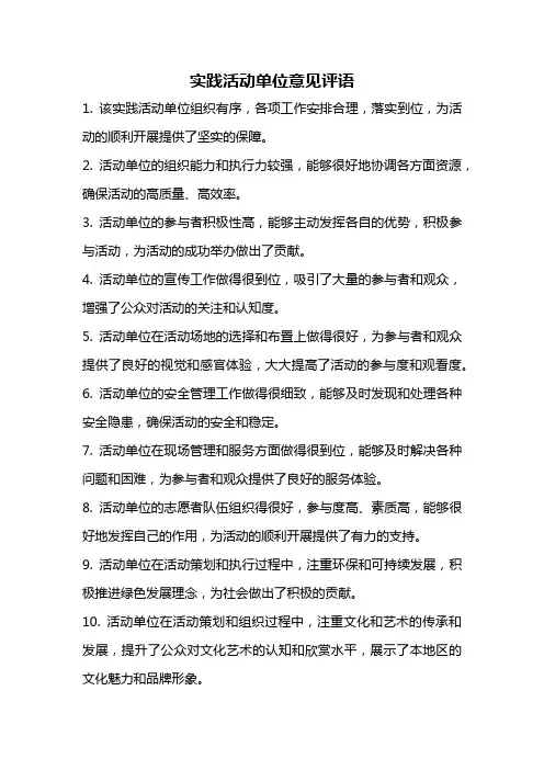 实践活动单位意见评语