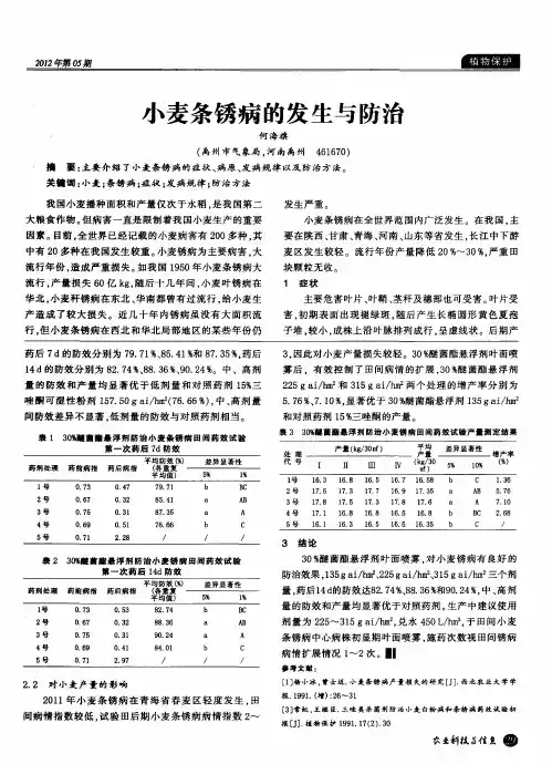 小麦条锈病的发生与防治