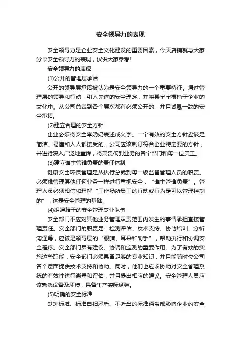 安全领导力的表现