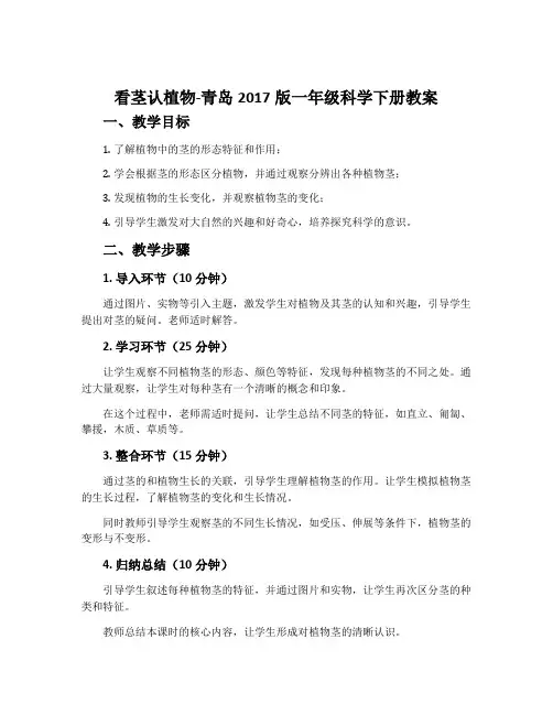 看茎认植物-青岛2017版一年级科学下册教案