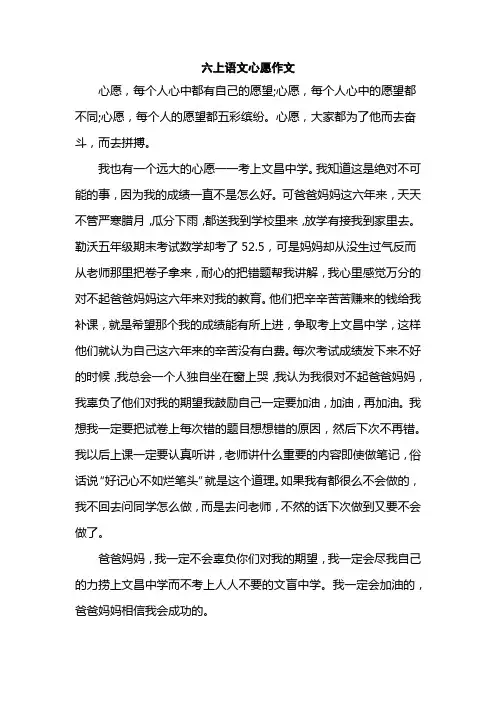 六上语文心愿作文