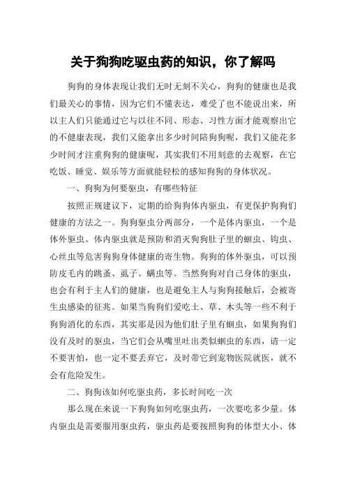 关于狗狗吃驱虫药的知识,你了解吗
