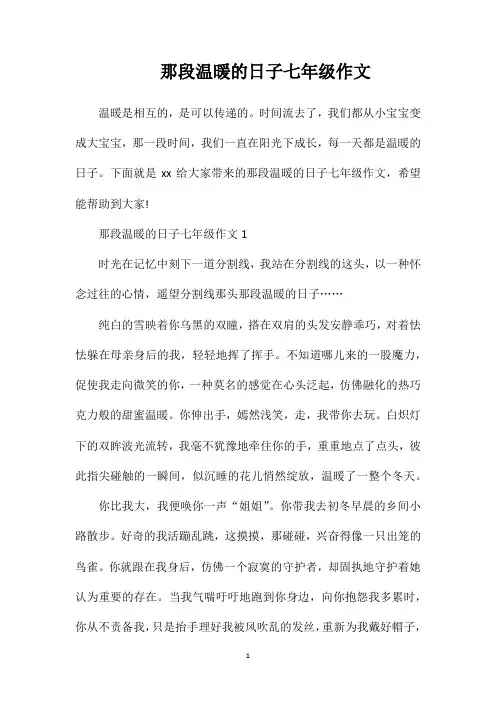 那段温暖的日子七年级作文