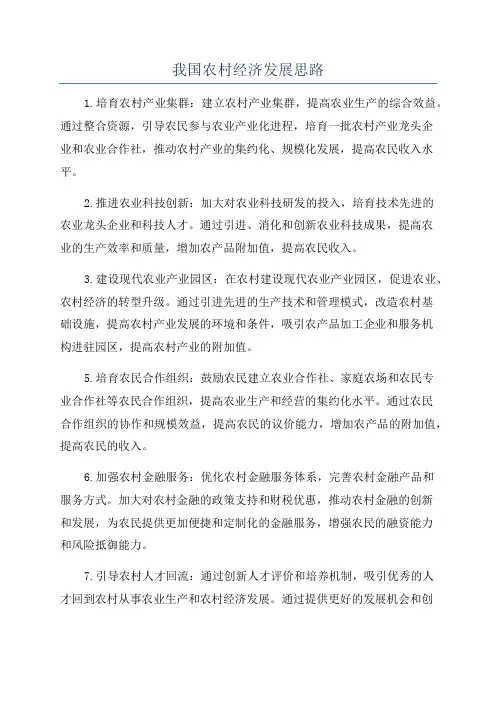 我国农村经济发展思路
