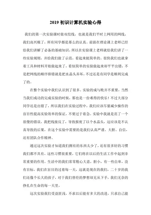 新编初识计算机实验心得