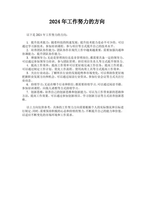 2024年工作努力的方向