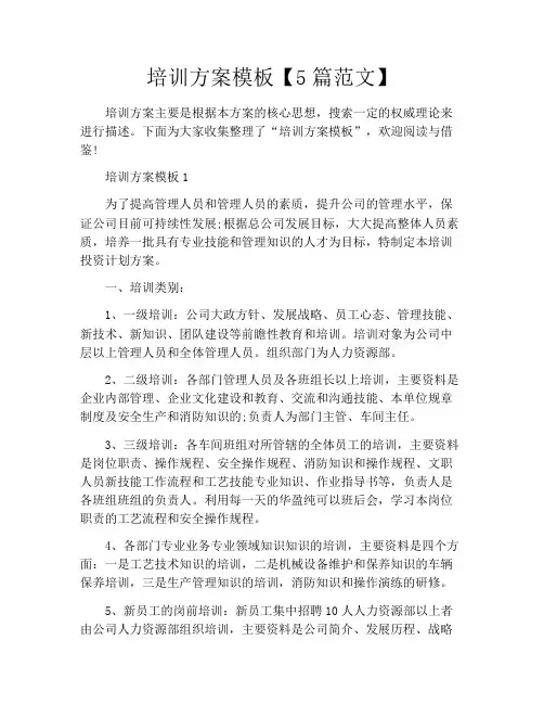 培训方案模板5篇范文
