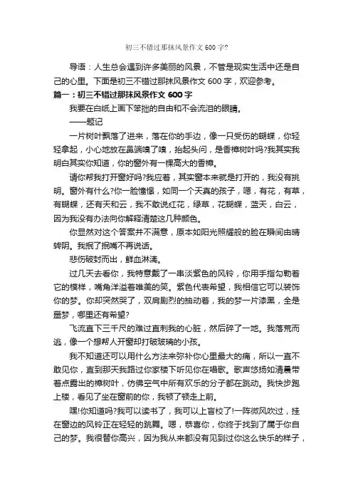 初三不错过那抹风景作文600字？
