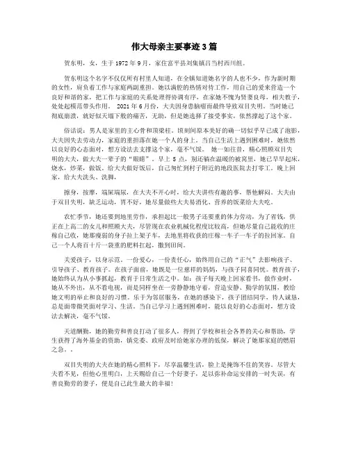 伟大母亲主要事迹3篇