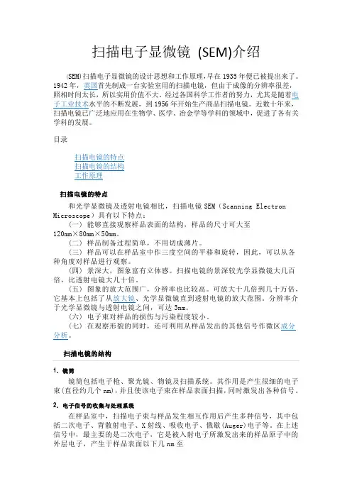 扫描电子显微镜 (SEM)介绍