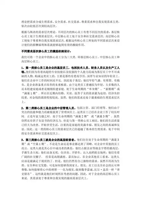 基于马斯洛的需求层次理论谈员工激励