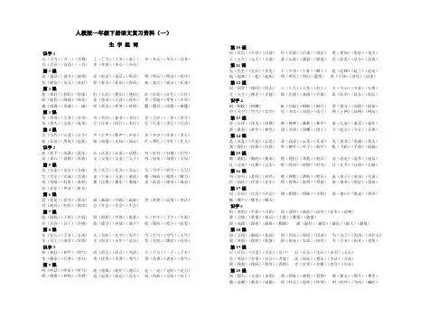 人教版一年级下册语文总复习一(生字组词、日积月累、成语、特殊词语)