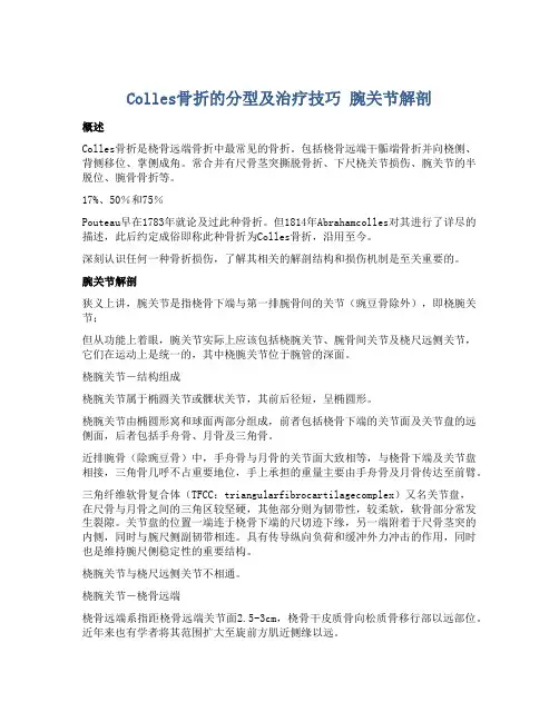 Colles骨折的分型及治疗技巧 腕关节解剖