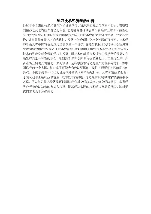 技术经济学体会