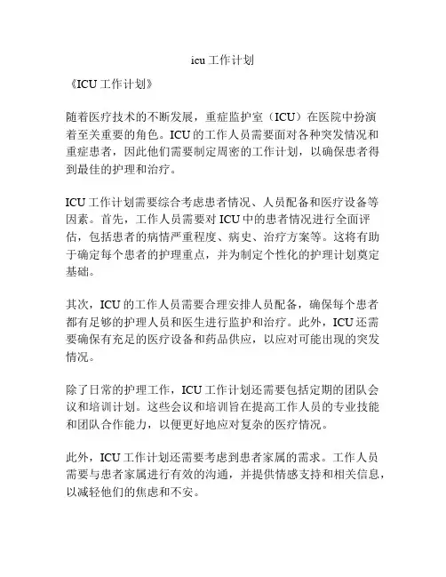 icu工作计划