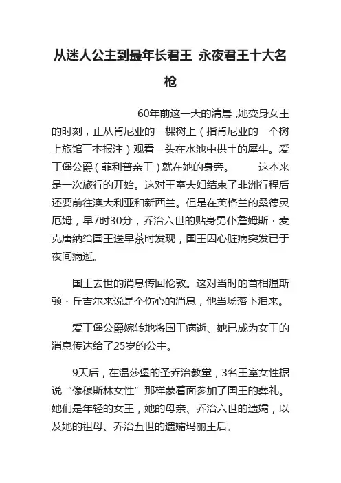 从迷人公主到最年长君王 永夜君王十大名枪