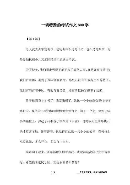 一场特殊的考试作文300字
