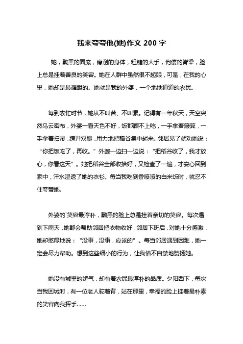 我来夸夸他(她)作文200字