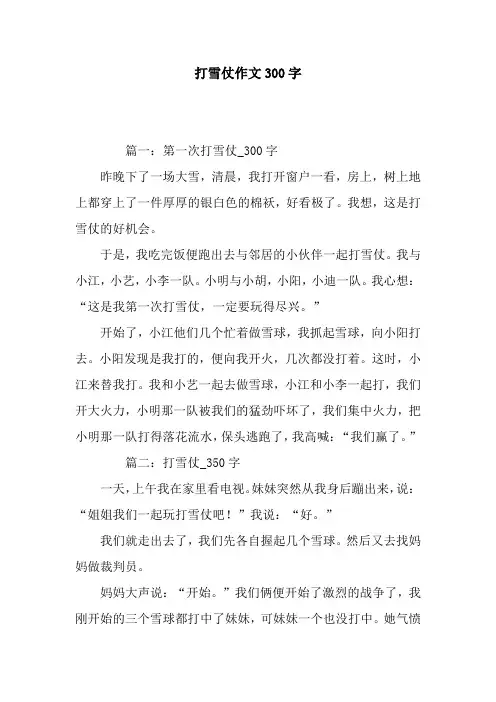 打雪仗作文300字