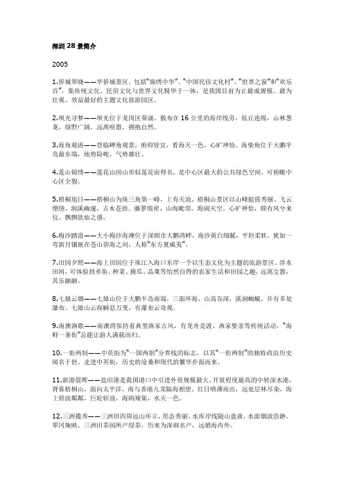 深圳28景简介