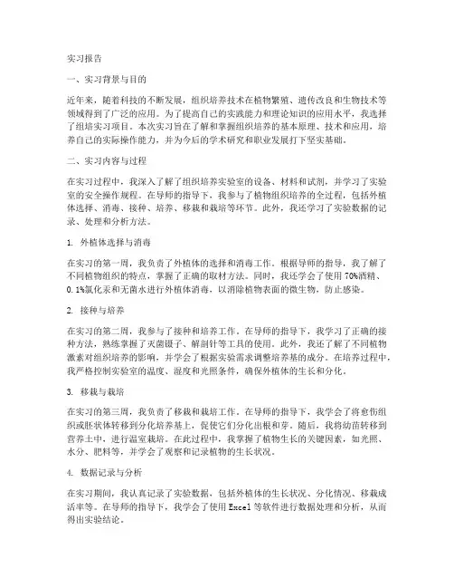 组培的实习报告