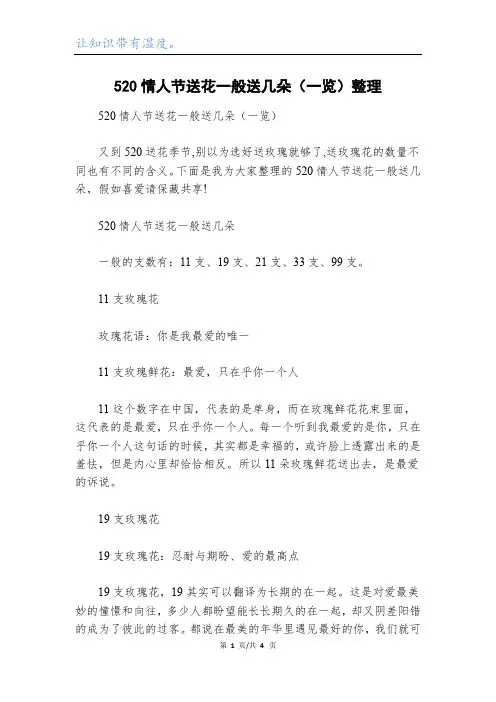 520情人节送花一般送几朵(一览)整理