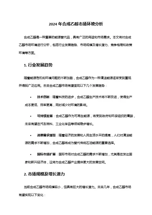 2024年合成乙醇市场环境分析