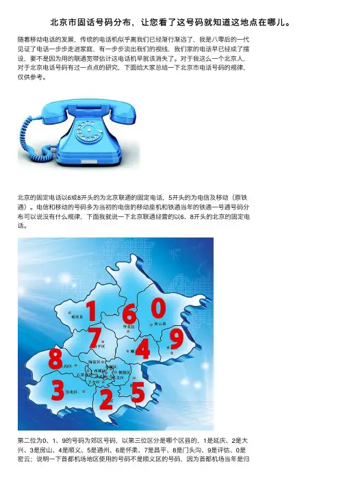 北京市固话号码分布，让您看了这号码就知道这地点在哪儿。