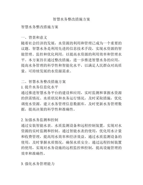 智慧水务整改措施方案