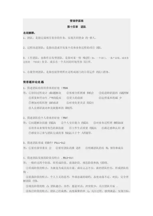 管理学原理第十四章团队