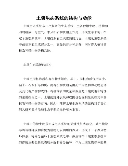 土壤生态系统的结构与功能