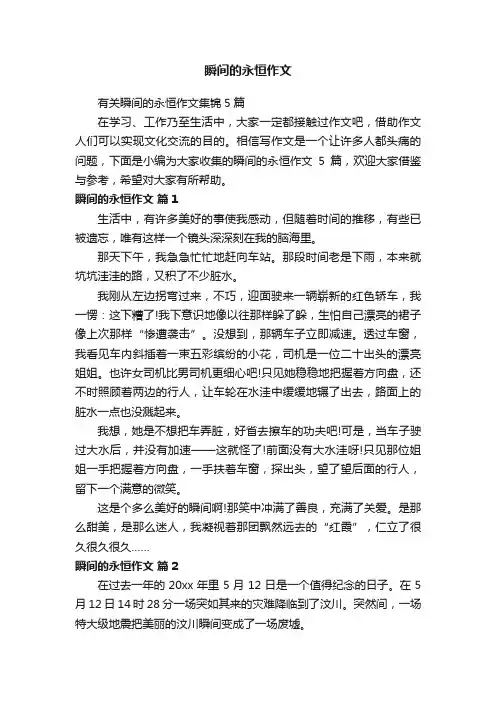 有关瞬间的永恒作文集锦5篇