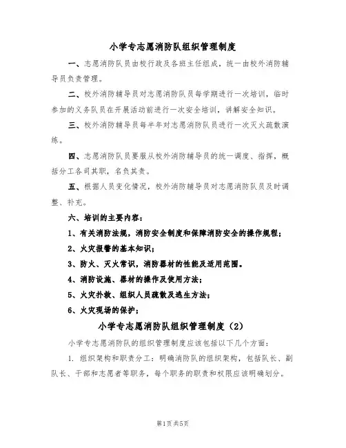 小学专志愿消防队组织管理制度（3篇）