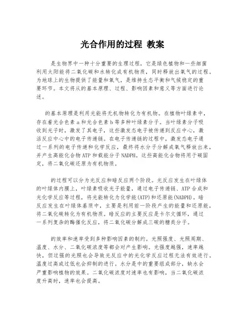 光合作用的过程 教案