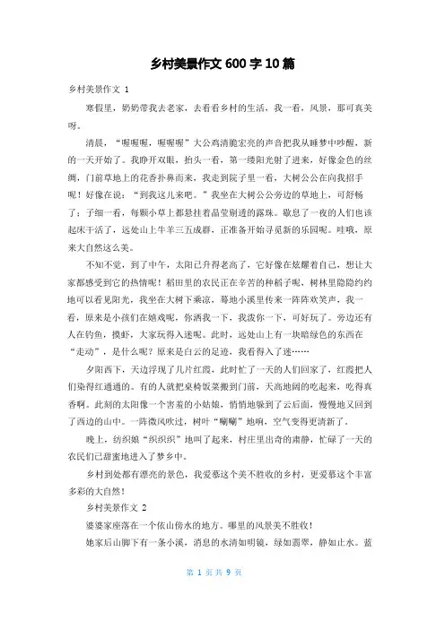 乡村美景作文600字10篇