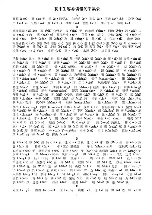 初中生容易读错的字集录